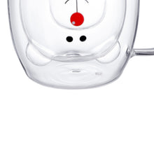 Load image into Gallery viewer, Clear holiday cup with red-nosed bear illustration
