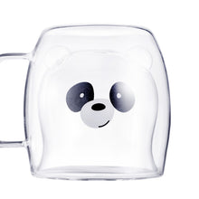 Load image into Gallery viewer, Clear panda face glass cup with double-wall design
