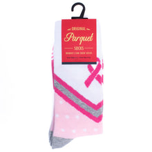 Load image into Gallery viewer, Comfy pink ribbon socks for women by Parquet
