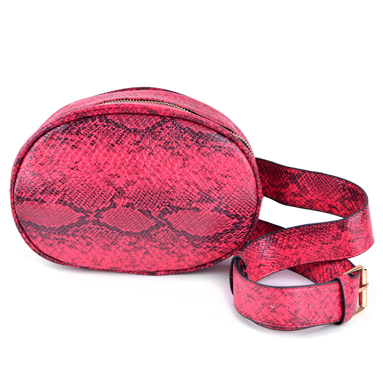 Nollia Women's Red Snake Skin Belt Bag with Removable Strap