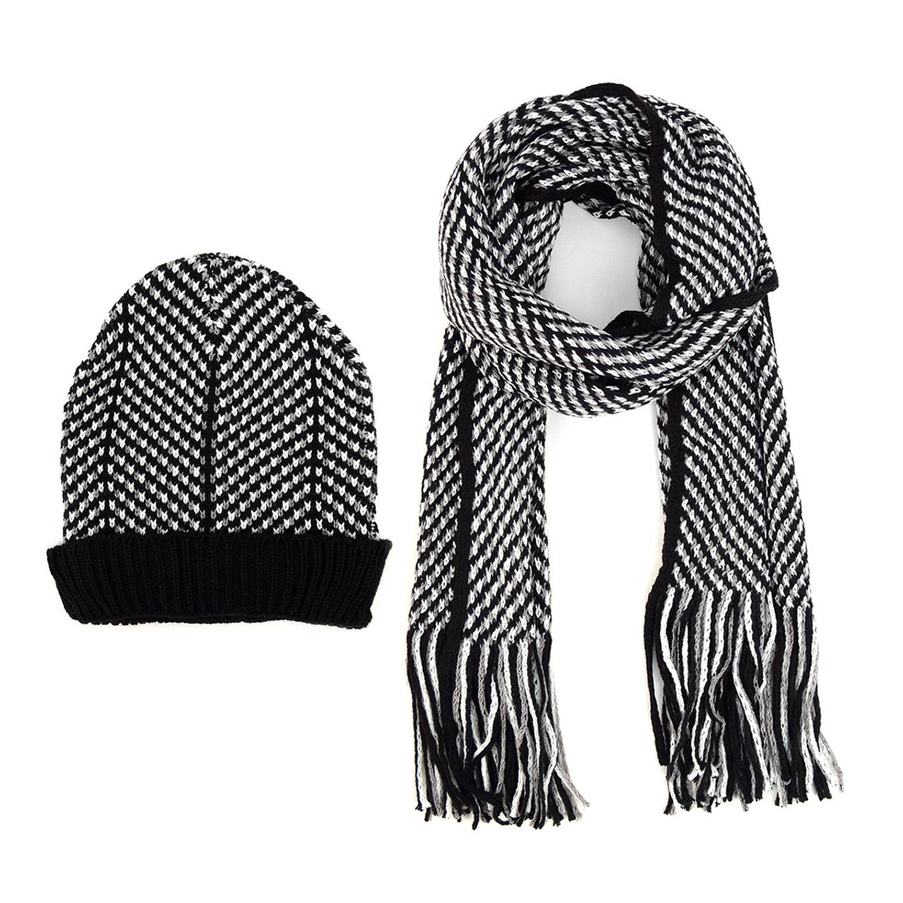 Men's Winter Knit Scarf and Hat Set