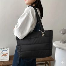 Load image into Gallery viewer, Nollia Aime Commuter Tote Bag with Front Pocket, Luggage Strap &amp; Key Charms
