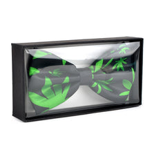 Load image into Gallery viewer, Green cannabis leaf bow tie in box
