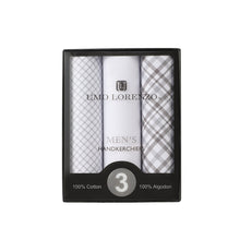 Load image into Gallery viewer, Men's Cotton Solid &amp; Plaid Gray Handkerchiefs 3 Piece Set
