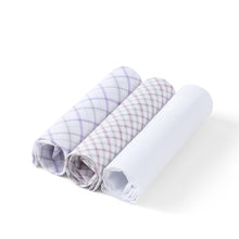 Load image into Gallery viewer, Men's Cotton Solid &amp; Plaid Purple Handkerchiefs 3 Piece Set
