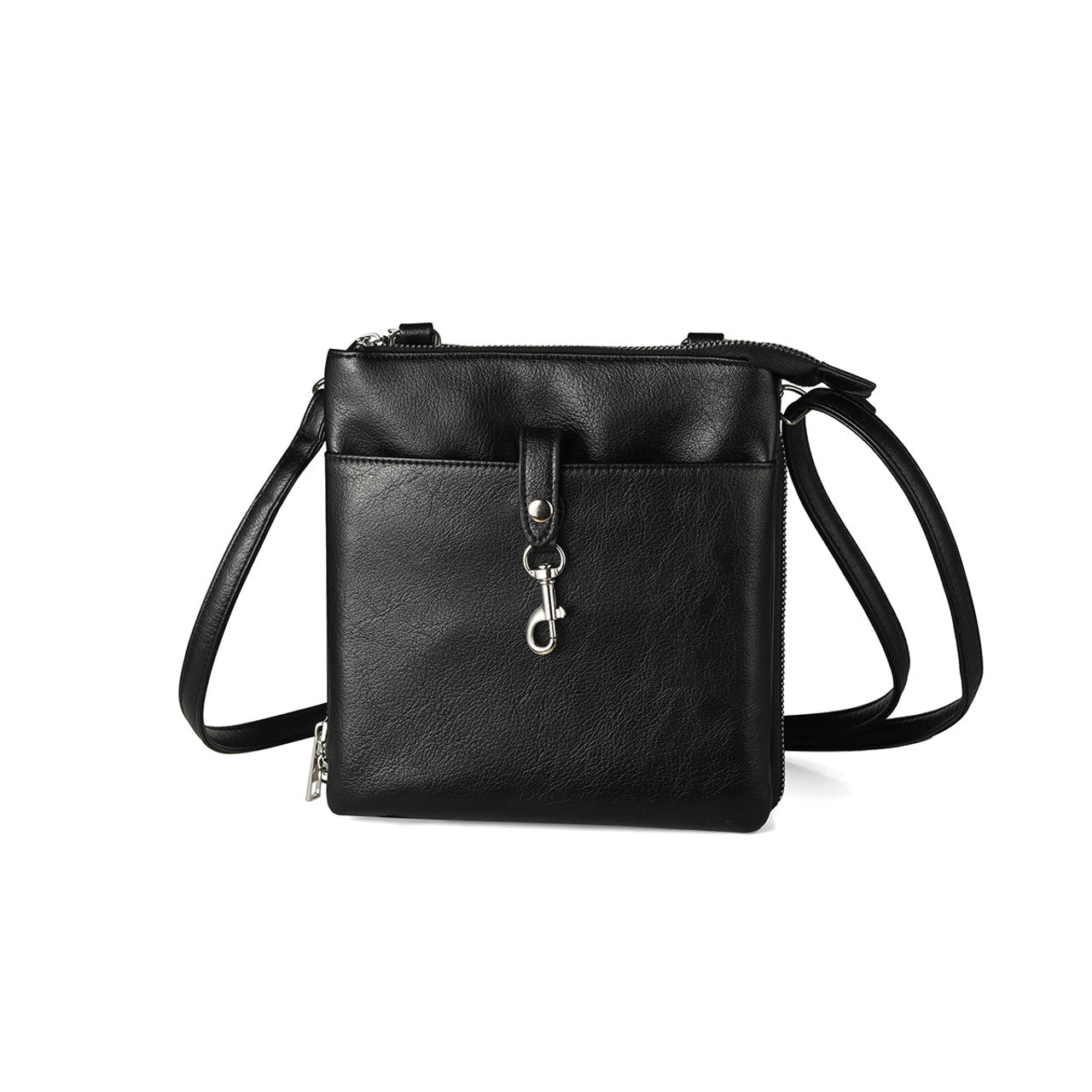 Ladies PU North South Triple Zip Crossbody bag