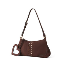 Load image into Gallery viewer, Sydnee Suede Shoulder Bag with Heart Mirror Charm
