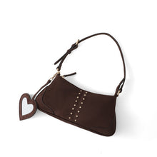 Load image into Gallery viewer, Sydnee Suede Shoulder Bag with Heart Mirror Charm
