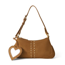 Load image into Gallery viewer, Sydnee Suede Shoulder Bag with Heart Mirror Charm
