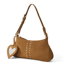 Load image into Gallery viewer, Sydnee Suede Shoulder Bag with Heart Mirror Charm

