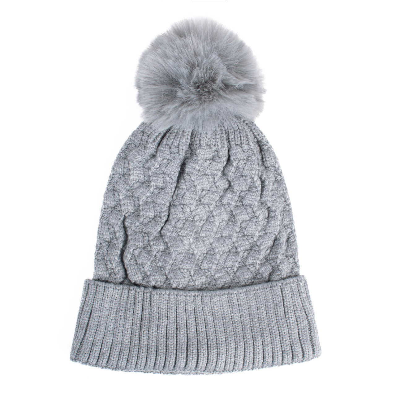 Ladies Winter Cable Knit Hat with Pom