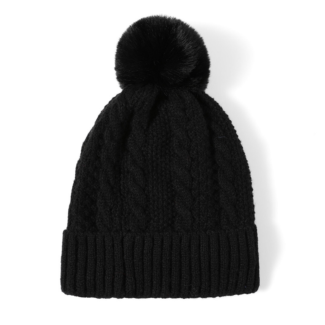 Nollia Ladies Winter Cable Knit Cap with Fleece Lining – Warm & Stylish