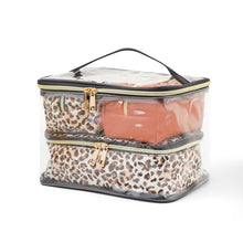 Load image into Gallery viewer, 4pc Leopard Brown Cosmetic Set
