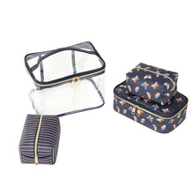 Load image into Gallery viewer, 4pc Butterflies and Stripes Print Cosmetic Set
