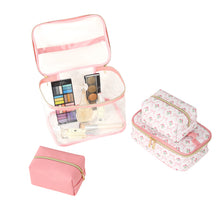 Load image into Gallery viewer, 4pc Bows and Flowers Print Cosmetic Set
