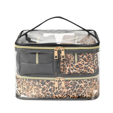 Load image into Gallery viewer, 4pc Leopard Black Cosmetic Set
