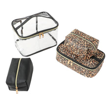 Load image into Gallery viewer, 4pc Leopard Black Cosmetic Set
