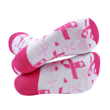 Load image into Gallery viewer, Parquet Women's Breast Cancer Ribbon Novelty Socks – Pink Awareness Design
