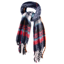 Load image into Gallery viewer, Multi-color plaid cashmere feel scarf with tassels
