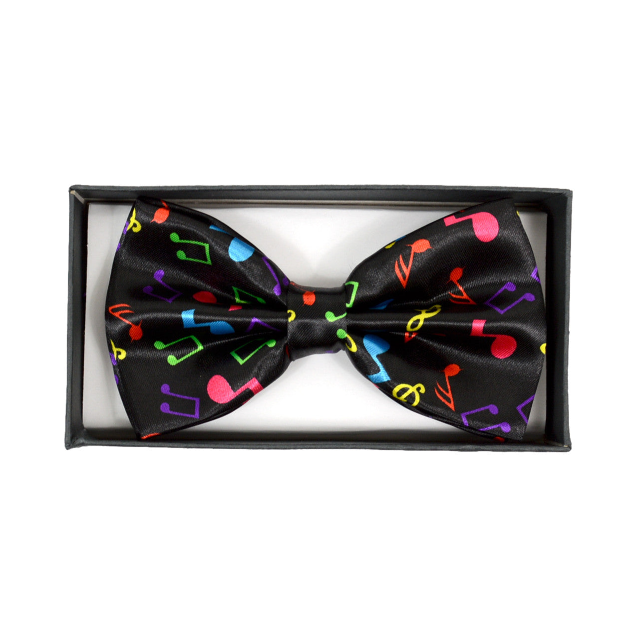 Men's Colorful Music Notes Black Banded Bow Tie