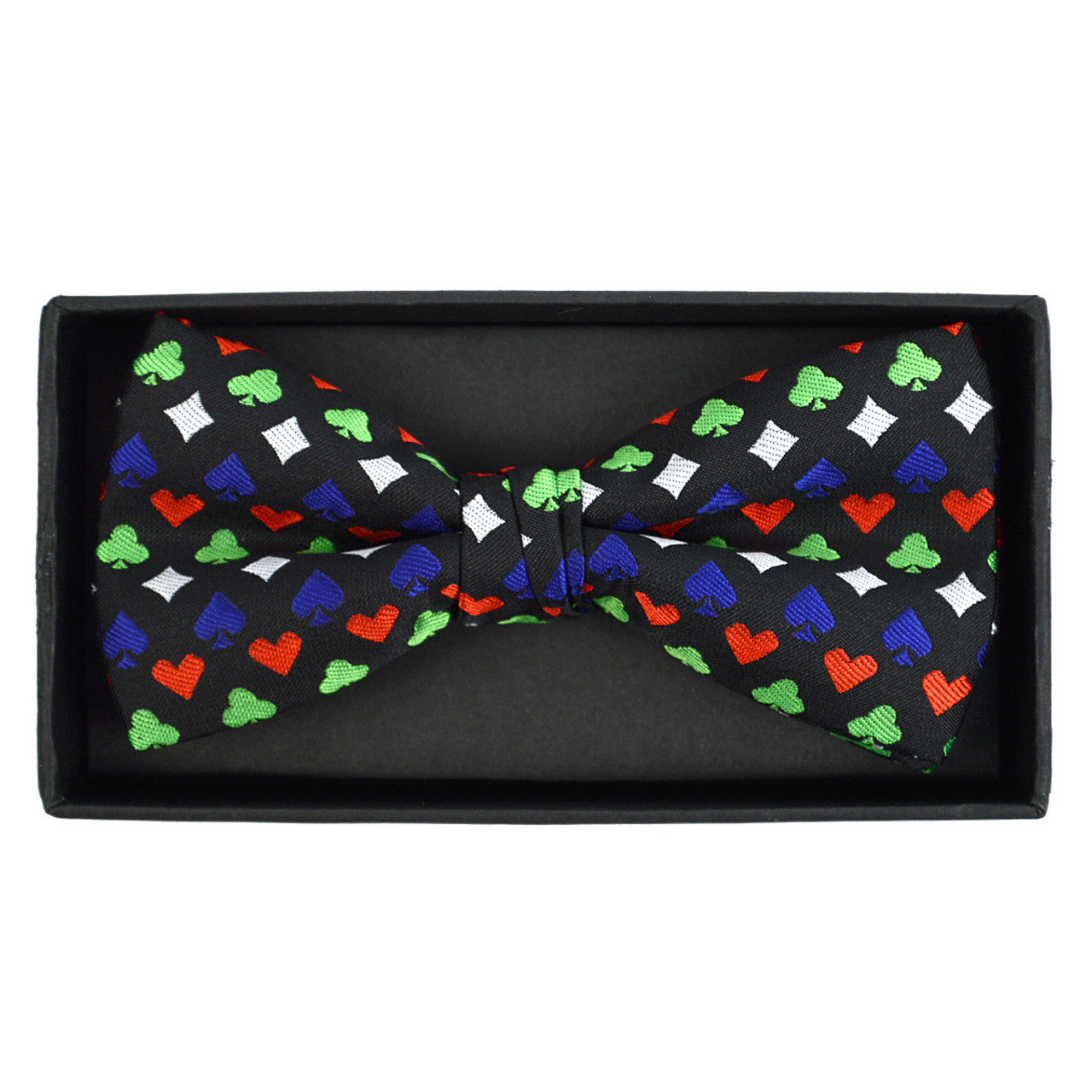 Men's Poker Card Suits Pattern Banded Bow Tie