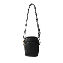 Load image into Gallery viewer, Nollia PU North-South Crossbody Bag in black with patterned strap
