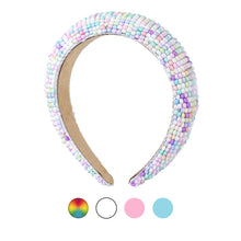 Load image into Gallery viewer, Nollia Rainbow Beaded Padded Headband – front view with color swatch
