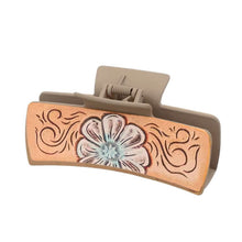 Load image into Gallery viewer, Nollia desert flower hair claw clip with floral design on white background
