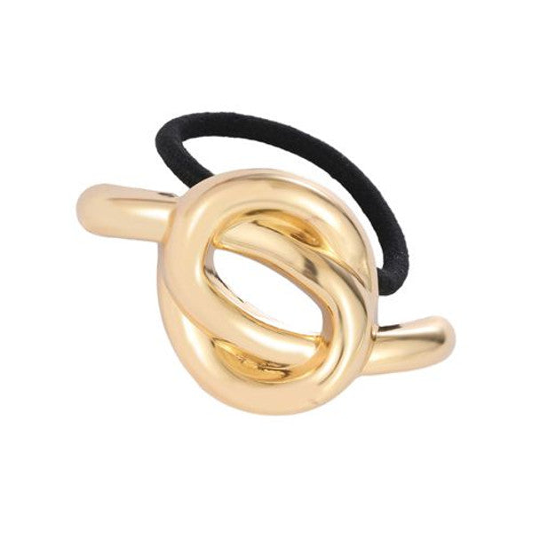 Nollia gold metal knot hair tie on white background