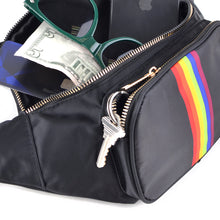 Load image into Gallery viewer, Nollia rainbow belt bag unzipped and packed 2

