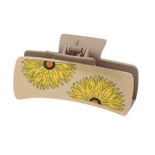 Load image into Gallery viewer, Nollia sunflower vegan leather hair claw clip with two floral designs
