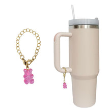 Load image into Gallery viewer, Pink gummy bear keychain-style charm for drinkware
