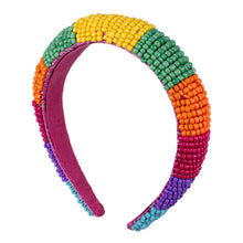 Load image into Gallery viewer, Rainbow Beaded Padded Headband with soft interior lining
