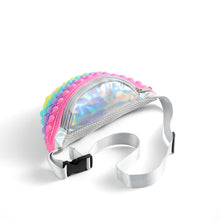 Load image into Gallery viewer, Silicon push pop fanny pack in hot pink with adjustable strap rear
