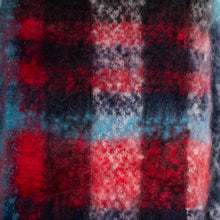 Load image into Gallery viewer, Soft acrylic plaid scarf in red, navy, and white tones
