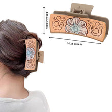 Load image into Gallery viewer, Woman wearing Nollia floral desert claw clip in updo

