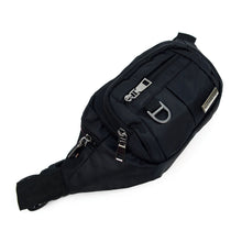 Load image into Gallery viewer, black tactical fanny pack zoomed out side view
