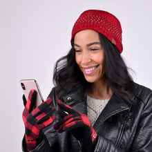 Load image into Gallery viewer, model wearing Nollia women&#39;s knit headband ear warmer in red
