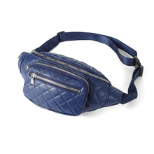 Load image into Gallery viewer, nollia navy quilted PU leather fanny pack with adjustable strap 
