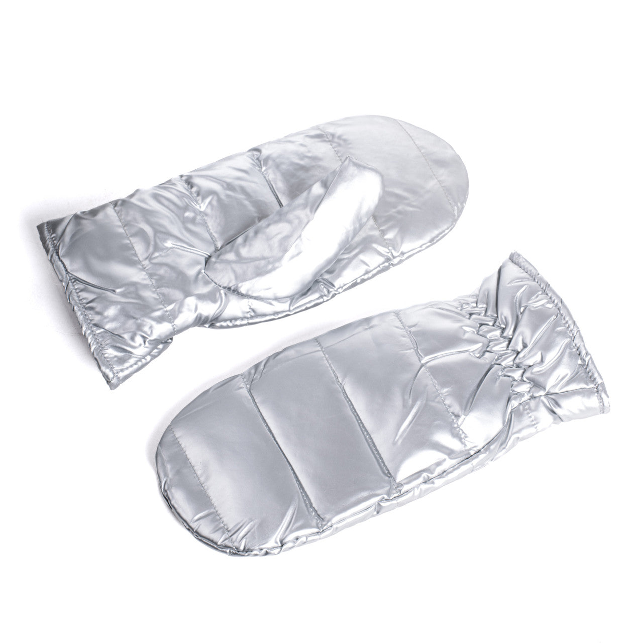 Ladies Metallic Fabric Puff Padded Mitten
