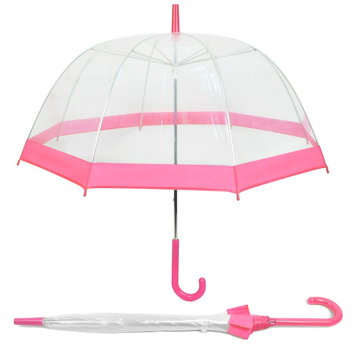 Parquet Clear Bubble Umbrella with Color Trim – Auto Open | Dome Shape Rain Umbrella