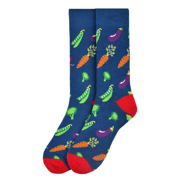 Parquet Men’s Vegetable Pattern Novelty Crew Socks – Blue