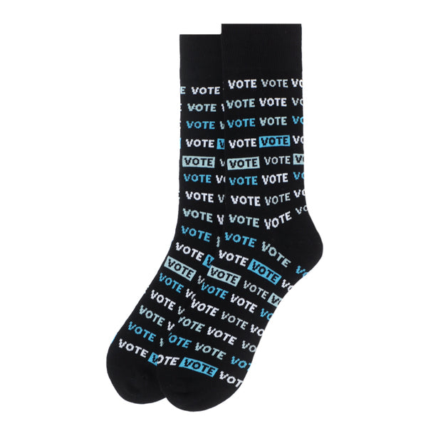 Parquet Men’s Vote Pattern Novelty Crew Socks – Black