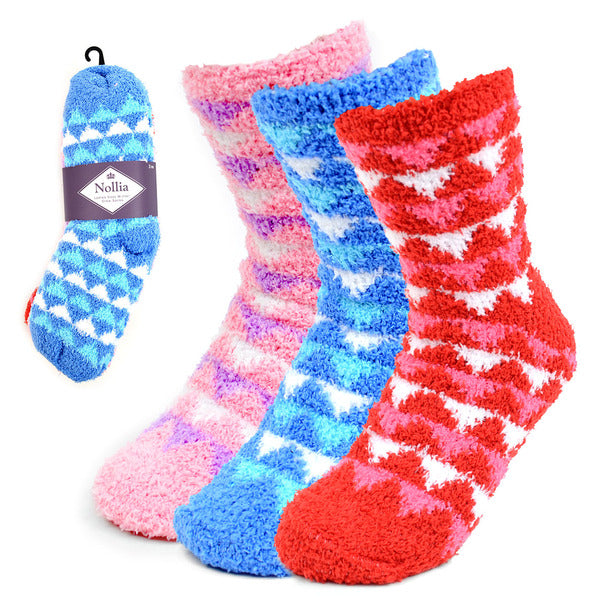 Women's Socks - Assorted 3 Pack Warm Fuzzy Socks