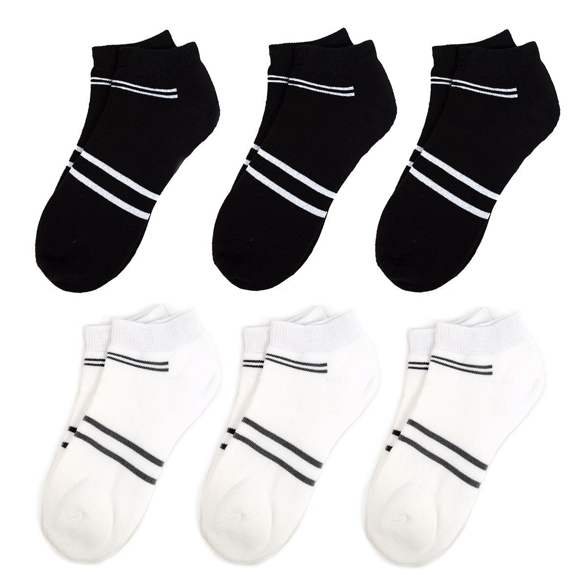 Men's Athletic Cushion Socks – 6 Pairs (3 white & 3 black)