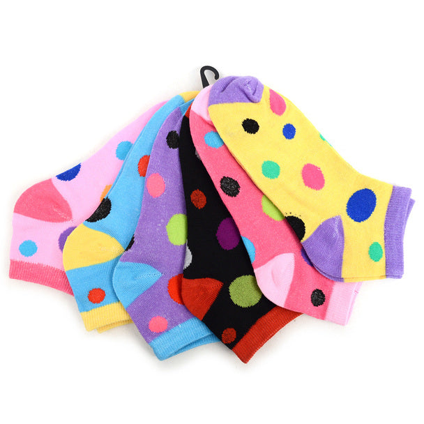 Women's Socks - Polka Dot Low Cut - Assorted 6 Pack