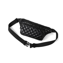Load image into Gallery viewer, quilted black nylon fanny pack with adjustable strap
