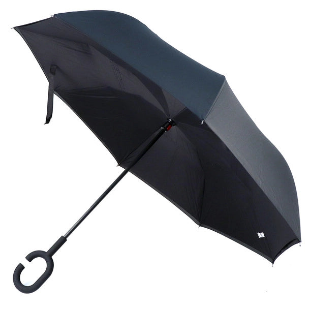 Parquet Solid Color Double Layer Inverted Umbrella –  (UV Protection, C-Handle)