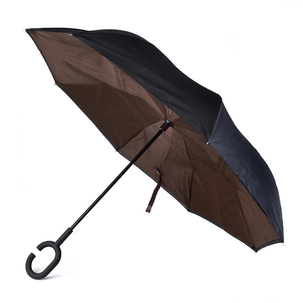 Parquet Solid Color Double Layer Inverted Umbrella –  (UV Protection, C-Handle)